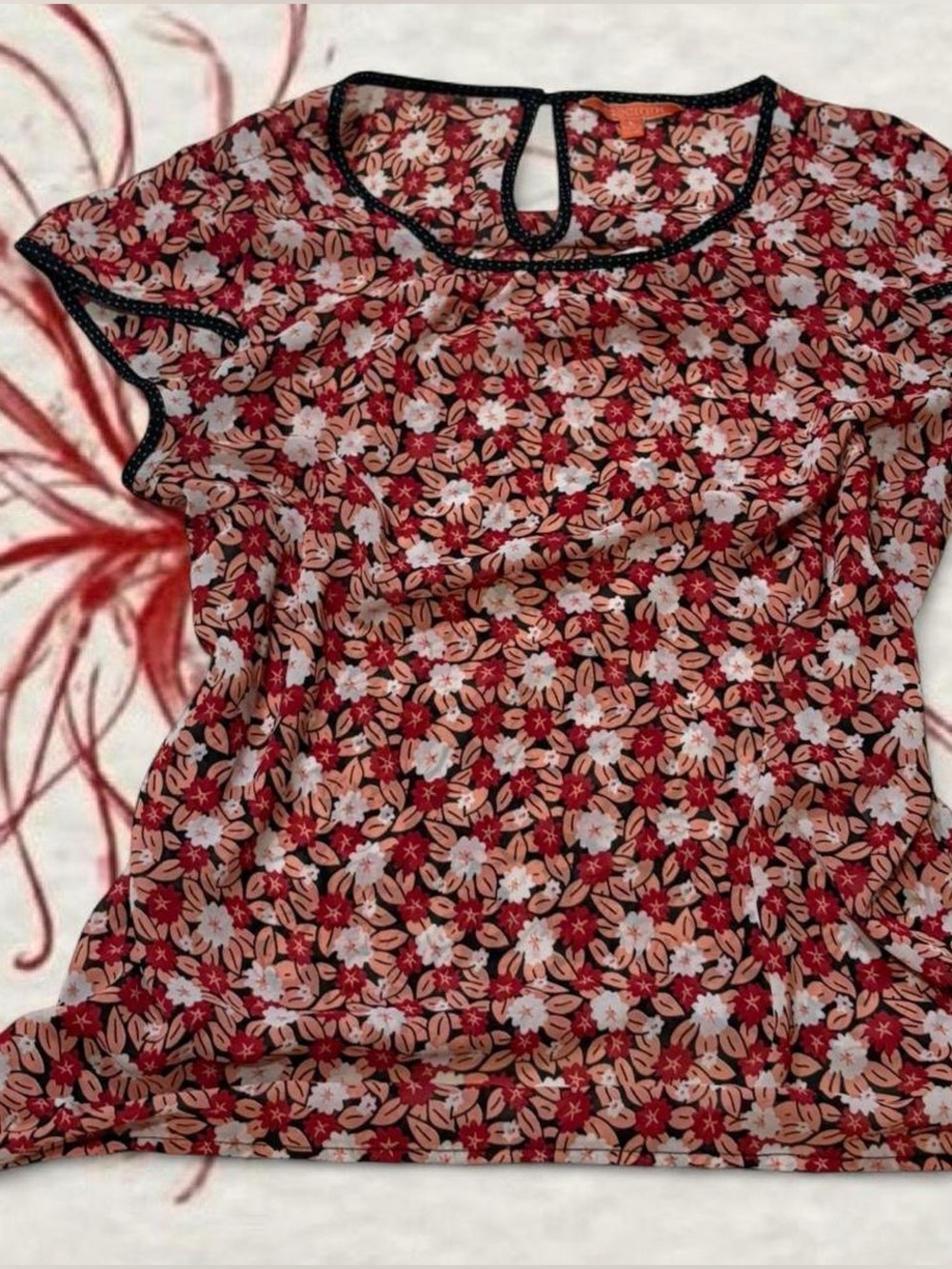 Red Modcloth Floral Blouse